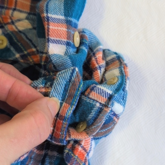 old navy soft blue plaid cotton flannel button down shirt 18 months baby boy - Picture 3 of 7